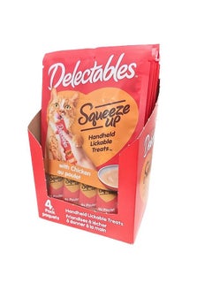 حلوى القطط الرطبة التفاعلية Squeeze Up من Hartz Delectables - بنكهة الدجاج - 32 أنبوبًا