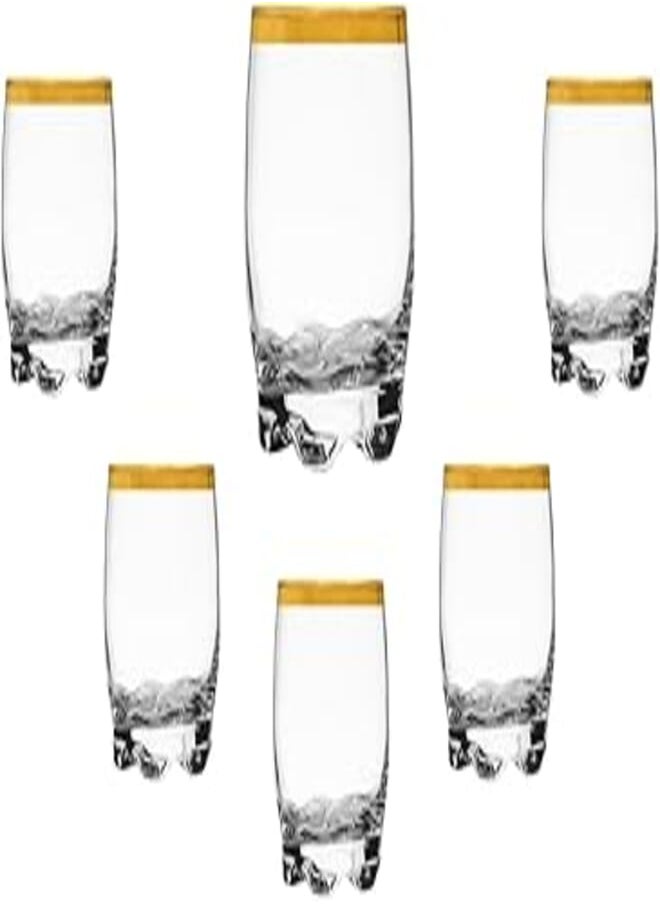 segaey Segaey ADORA Glass/Golden Rim / 6 Pcs / 290 cc - 9.75 Oz/Elegant design, Trusted Brand, Attractive shape of Water, Soft Drink, Sparkling Drink, Smoothies, Juices/High Quality Materials 