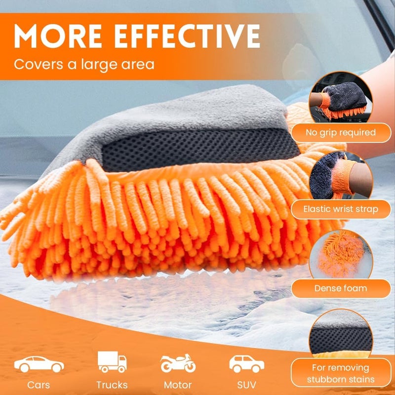 flintronic 8-Piece Car Care Set with Microfiber Cloths, Wash Mitts, and Cleaning Brushes - Image 5