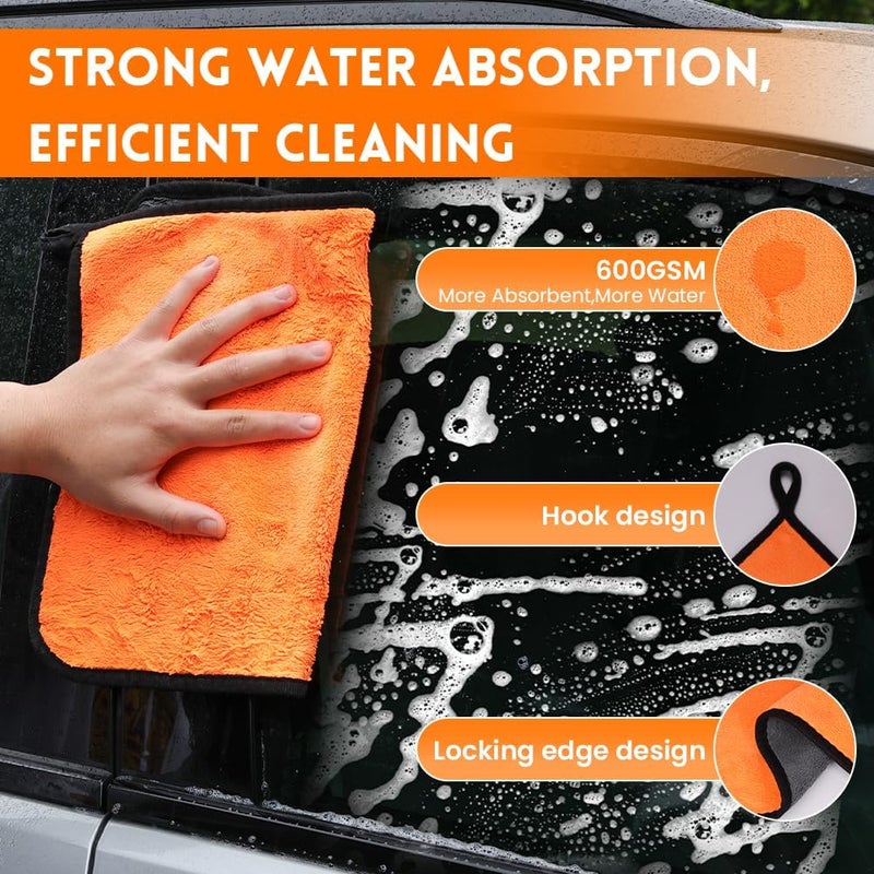 flintronic 8-Piece Car Care Set with Microfiber Cloths, Wash Mitts, and Cleaning Brushes - Image 3