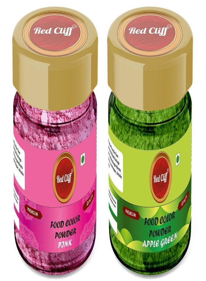 RED CLIFF Edible Pink & Apple Green Food Colour Powder | Vibrant Natural Colour for Baking, Cake Decorating, Cooking | 20gx2 | - Image 1