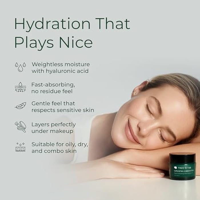 Tree to Tub Hydrating Face Moisturizer for Dry & Sensitive Skin - Water Based Hyaluronic Acid Facial Moisturizer, Moisturizing Face Cream for Women & Men w/Organic Aloe, Green Tea, Natural Ginseng - Image 3