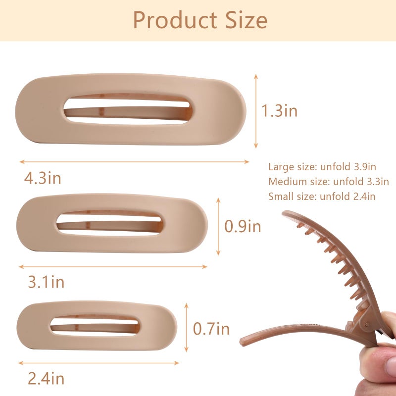 SYGY 12PCS Flat Hair Clips, Flat Claw Clips for Thin Hair, Matte Lay Down Claw Clips for Women, 3 Sizes Alligator Hair Clips, Christmas Hair Accessories, Brown - Image 2