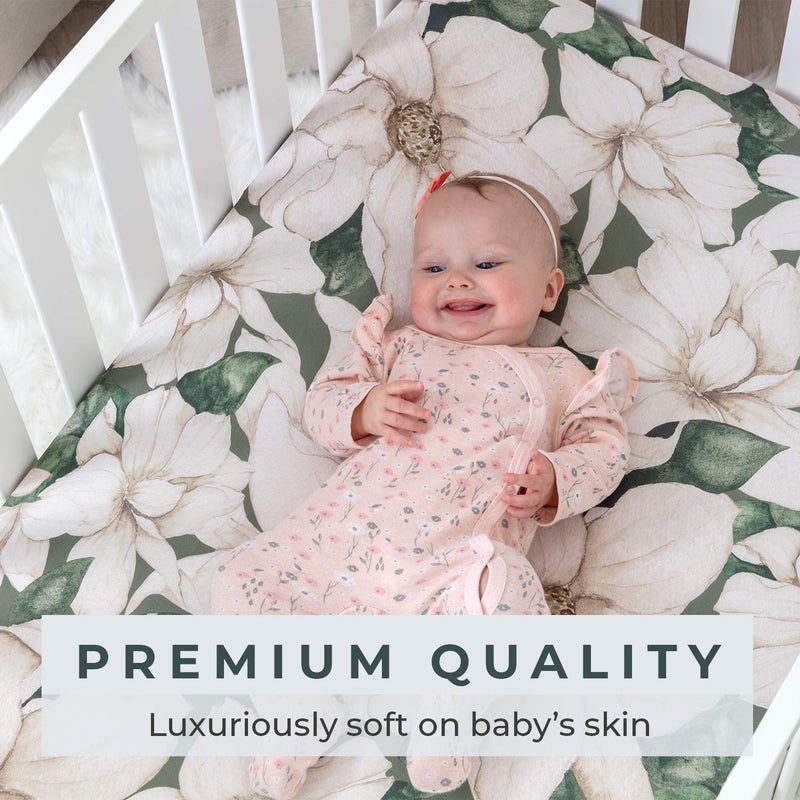 Pobibaby شراشف سرير الأطفال Pobi Baby 2Pack مصممة للفتيات والفتيان مرتبة سرير قياسية قطن فائق النعومة مزخرفة بالزهور - Image 2