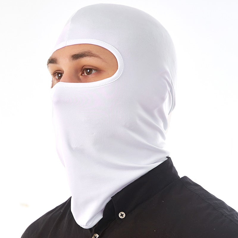 Generic Summer riding mask Ice Silk headgear sunscreen dustproof full face neck protection headgear bicycle electric car inner liner Cap TT-22 White