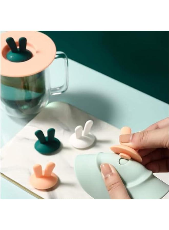 Set of 6 Rabbit Silicone Cup Lids for Airtight Seal - Hot Drink Covers in Bright Colors - Image 5