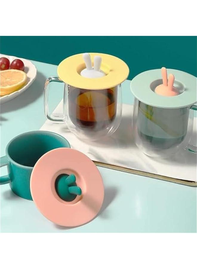 Set of 6 Rabbit Silicone Cup Lids for Airtight Seal - Hot Drink Covers in Bright Colors - Image 4