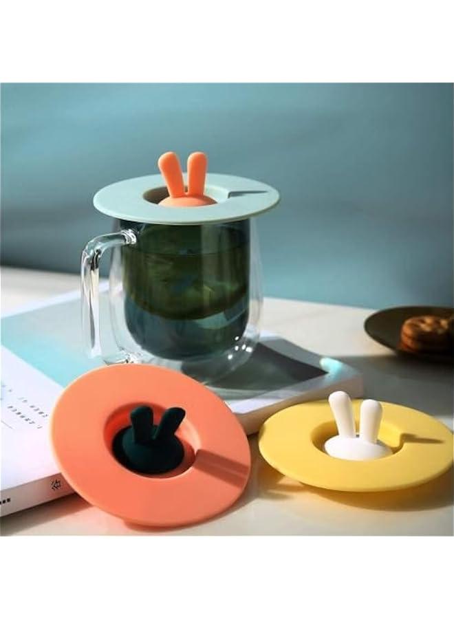 Set of 6 Rabbit Silicone Cup Lids for Airtight Seal - Hot Drink Covers in Bright Colors - Image 2