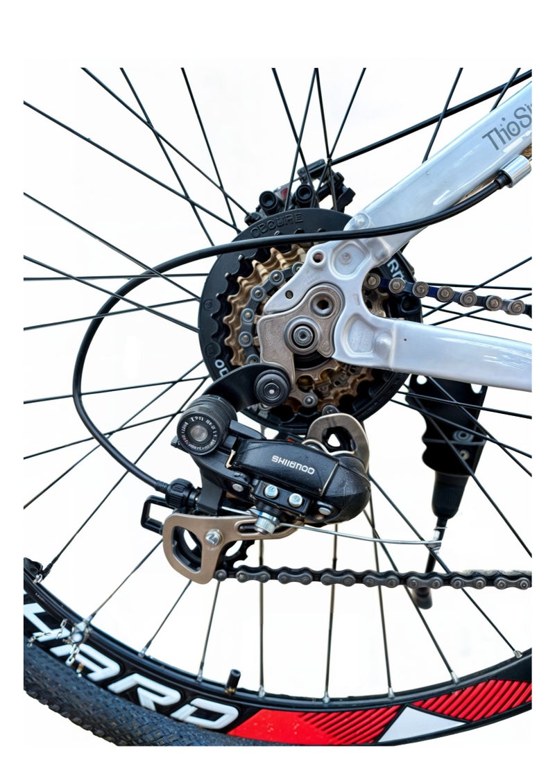Generic Mountain bike for Men and Women, 26 inches, 24 speed, Lightweight Aluminium Alloy Frame, Front and Rear Disc Brakes, Front Suspension, White  - Image 3