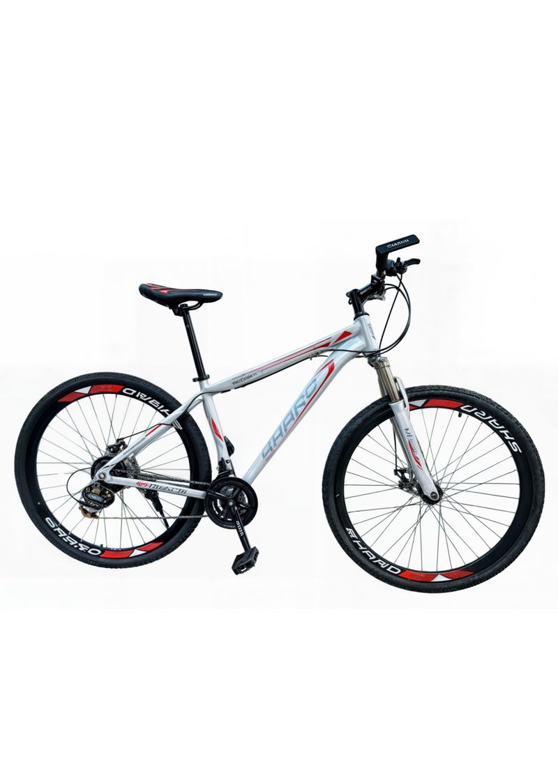 Generic Mountain bike for Men and Women, 26 inches, 24 speed, Lightweight Aluminium Alloy Frame, Front and Rear Disc Brakes, Front Suspension, White  - Image 1