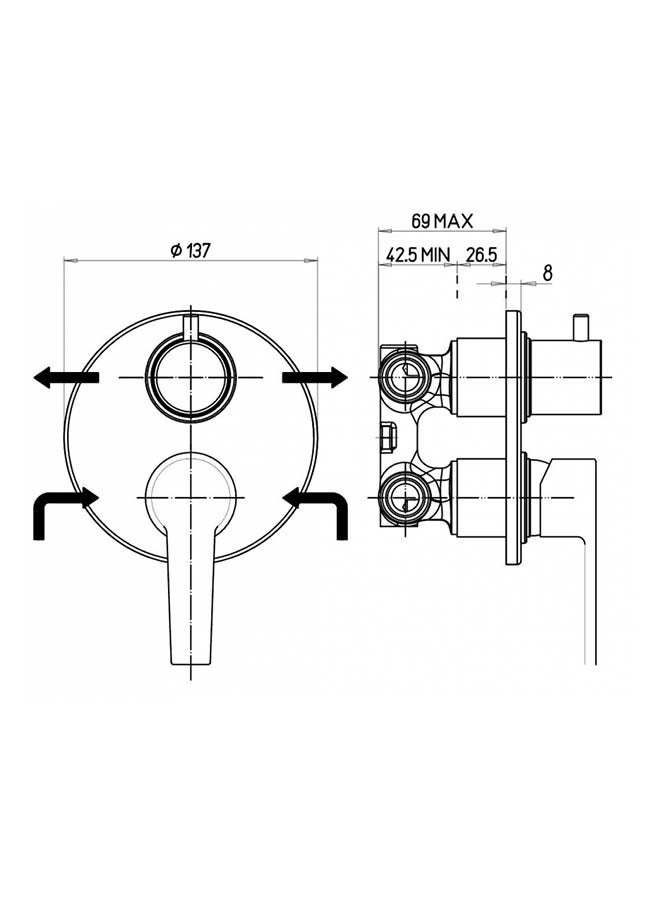 Duravit Single Lever Bath/shower Mixer  For Concealed Installation With Diverter Chrome Verona VE52100 - Image 2