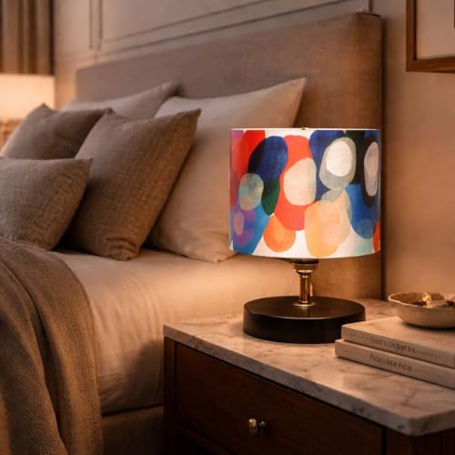 tu casa Table Lamp | Abstract Printed Satin Shade | Black Metal Base Bedside & Night Lamp for Bedroom Living Room Study Table | Home Décor & Gifting - Image 2