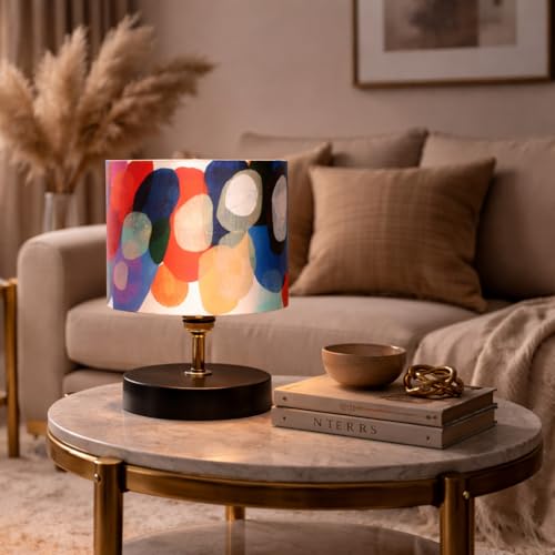tu casa Table Lamp | Abstract Printed Satin Shade | Black Metal Base Bedside & Night Lamp for Bedroom Living Room Study Table | Home Décor & Gifting - Image 5