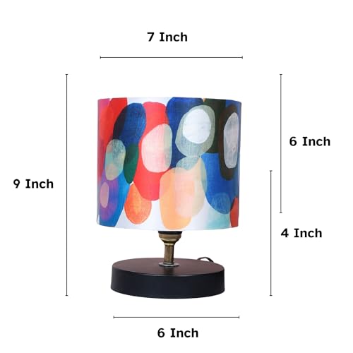 tu casa Table Lamp | Abstract Printed Satin Shade | Black Metal Base Bedside & Night Lamp for Bedroom Living Room Study Table | Home Décor & Gifting - Image 4