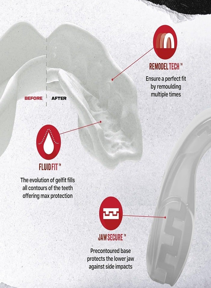 SAFEJAWZ Mouthguard for Braces, Upper & Lower Protection Remoldable Mouth Guard with Case for Boxing, Basketball, Football, MMA, Lacrosse, Hockey and All Contact Sports One Size (Transparent) - Image 3