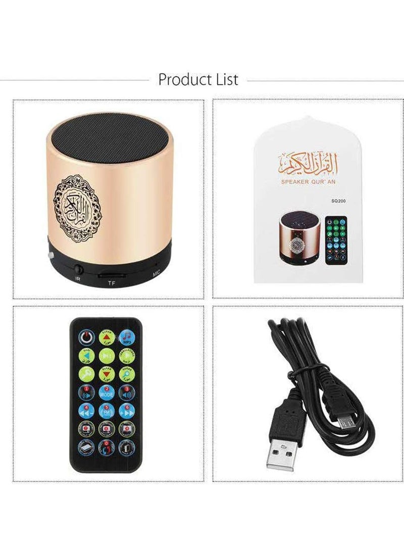 ELTRAZONE مكبر صوت القرآن، مكبر صوت القرآن بتقنية البلوتوث مع جهاز تحكم عن بعد، مشغل MP3 مكة، FM SD 8G هدية الحج - ذهبي - Image 5