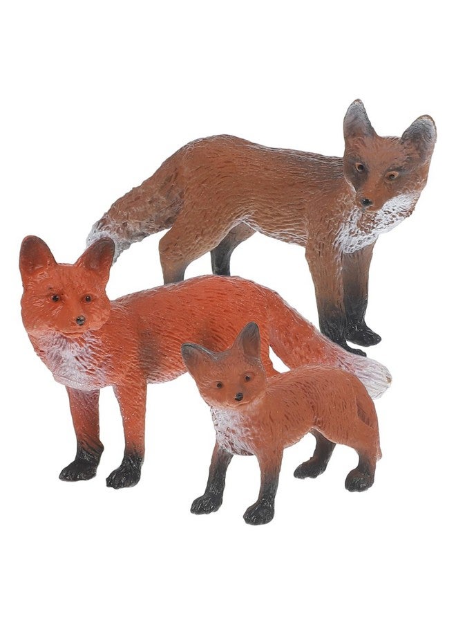 Toddmomy Fox Toy Set - 3pcs Plastic Jungle Animal Figures, Wild Fox Playset, Cake Topper, Party Favors, Educational Toy - Image 1