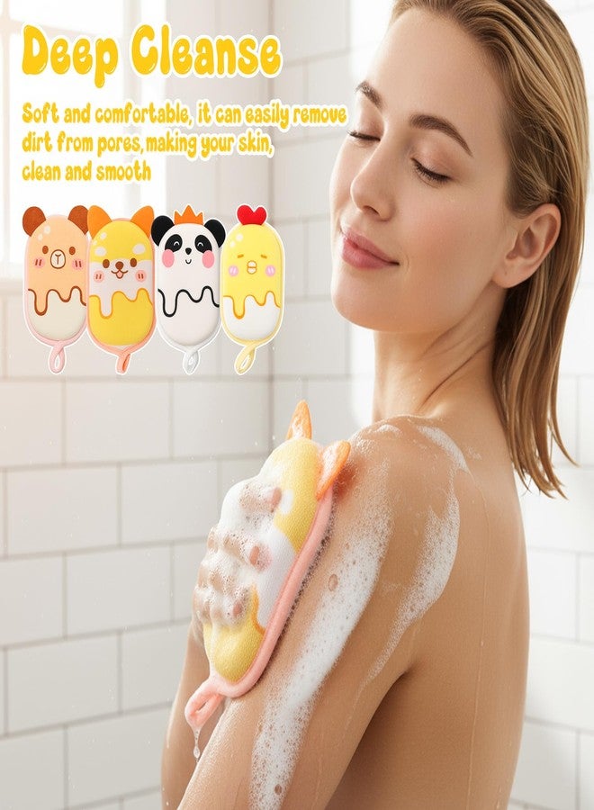Grevosea 4 Pack Bath Sponge for Kids and Baby, Bath Loofah Sponge, Soft and Absorbent Exfoliating Body Scrubber Shower Cute Cartoon Mesh Sponges for Shower Washing Exfoliating Kids Baby Women Boys and Girl - Image 3