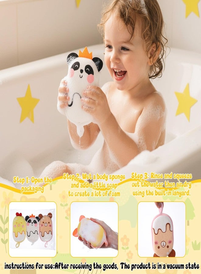 Grevosea 4 Pack Bath Sponge for Kids and Baby, Bath Loofah Sponge, Soft and Absorbent Exfoliating Body Scrubber Shower Cute Cartoon Mesh Sponges for Shower Washing Exfoliating Kids Baby Women Boys and Girl - Image 5