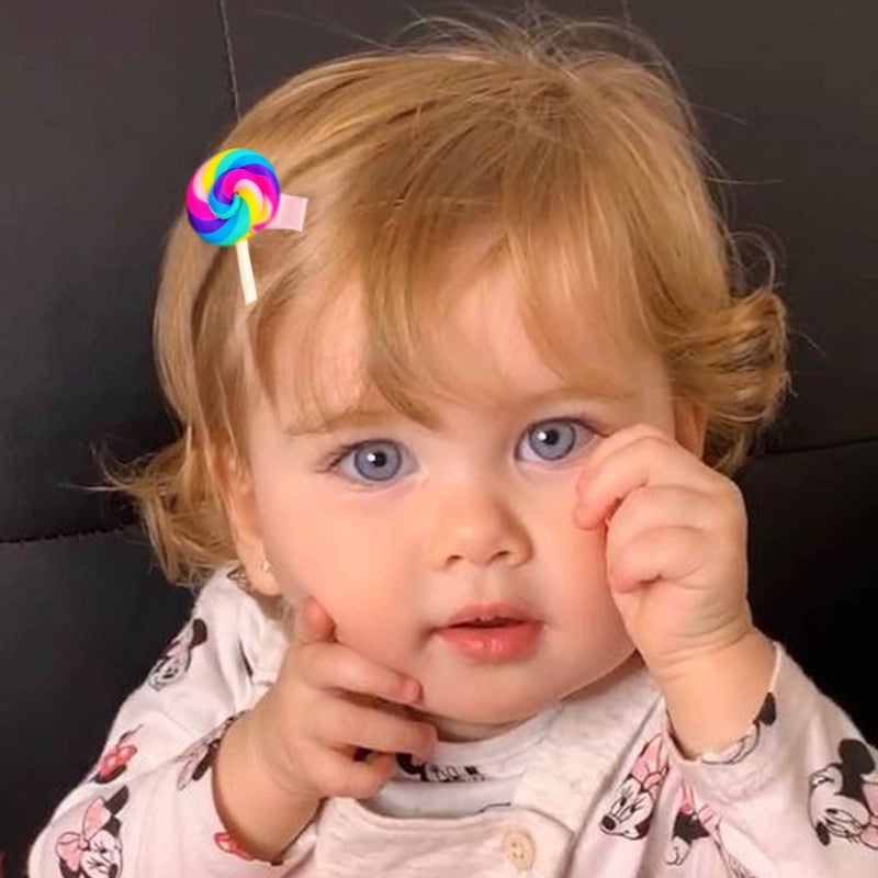 Ammy مشبك شعر حلوى AMMY للفتيات، 22 قطعة من ملحقات شعر الحلوى، دبابيس شعر كيوت على شكل كعكة قوس قزح للفتيات الصغيرات، - Image 4