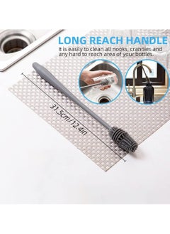QSHOP QSHOP®Silicone Cleaning Brush Long Handle Water Bottle Cleaning Brush Insulated Sports Water Bottle Cleaning Brush for Narrow Neck and Fold Bottles  - Image 3