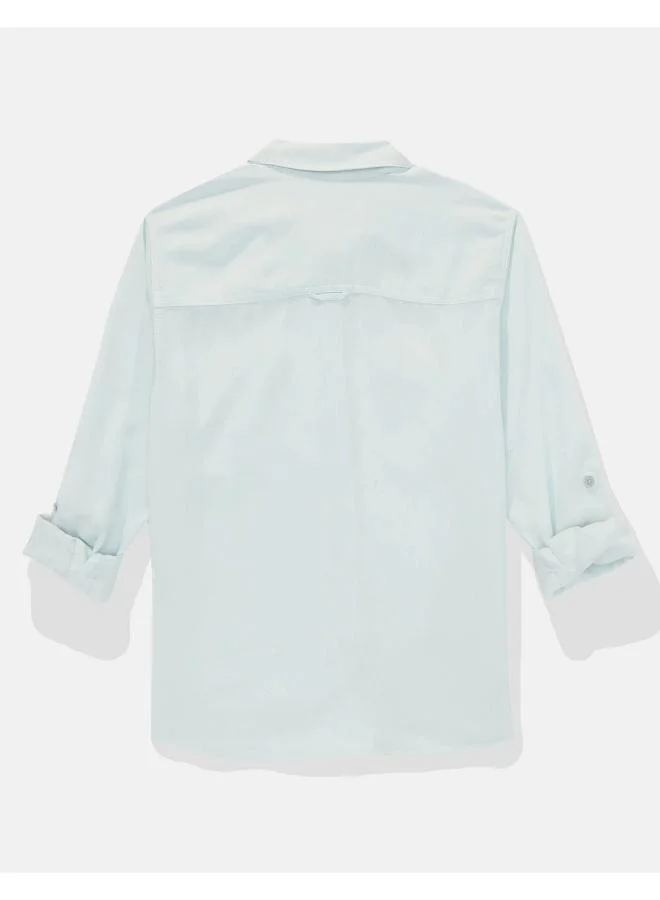 American Eagle AE Bestie Long-Sleeve Button-Up Shirt