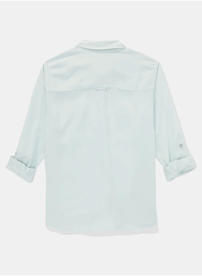 American Eagle AE Bestie Long-Sleeve Button-Up Shirt