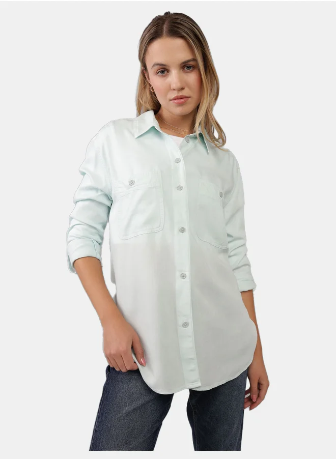 American Eagle AE Bestie Long-Sleeve Button-Up Shirt