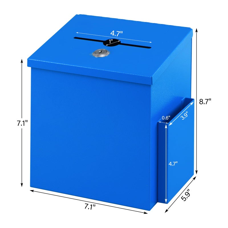 xydled Wall Mounted Suggestion Box,Ballot Box,Donation Mailbox with 50 Suggestion Cards,Metal Suggestion Box with Lock,Key Drop Box,Collection Box,8.7"x 5.9"x 7.1"inch - Image 5
