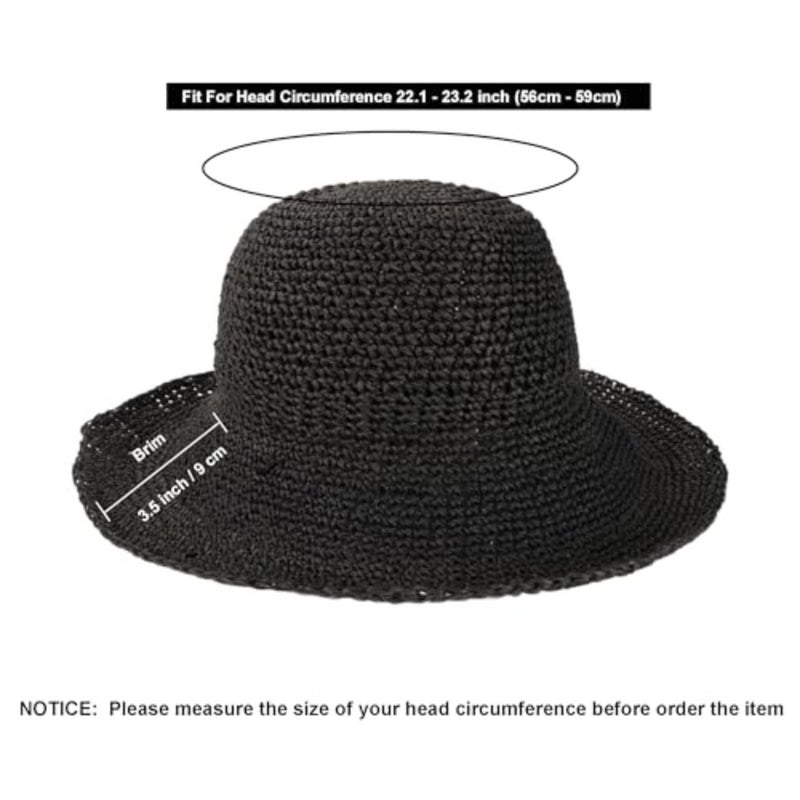 Womens Sun Hats Wide Brim Summer Beach Hat for Women Foldable Travel Straw Hat UPF50+ - Image 2