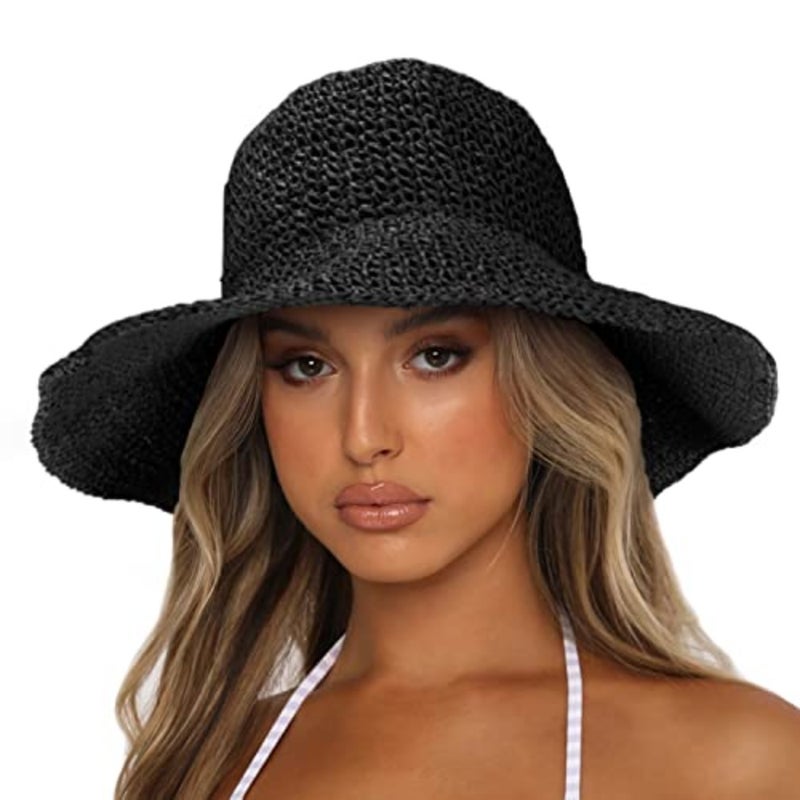 Womens Sun Hats Wide Brim Summer Beach Hat for Women Foldable Travel Straw Hat UPF50+ - Image 1