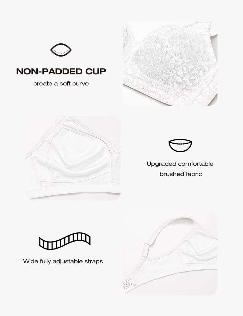 Deyllo Women's Full Coverage Plus Size Comfort Minimizer Bra Wirefree Non Padding(White,40D) - Image 5