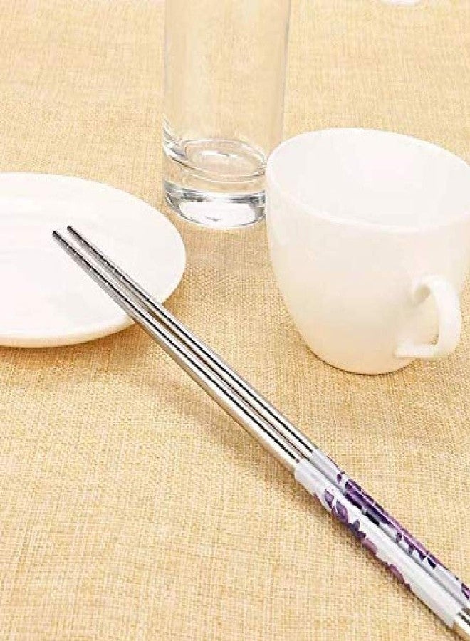 MARMIX Stainless Steel Chopsticks Reusable Dishwasher Safe Lightweight, Square Handle Metal Chopsticks (2 Pair) - Image 1