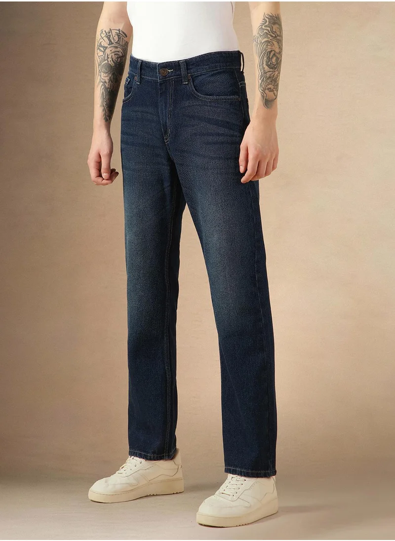 Dennis Lingo Men's Indigo 100% Cotton Solid Full Length Relaxed Fit Jeans