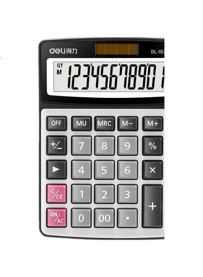 Deli Metal Panel Desktop Office Calculator, Financial Calculator, Wear-Resistant Buttons Desktop Calculator, Office Supplies, Silver 1674 - Image 2