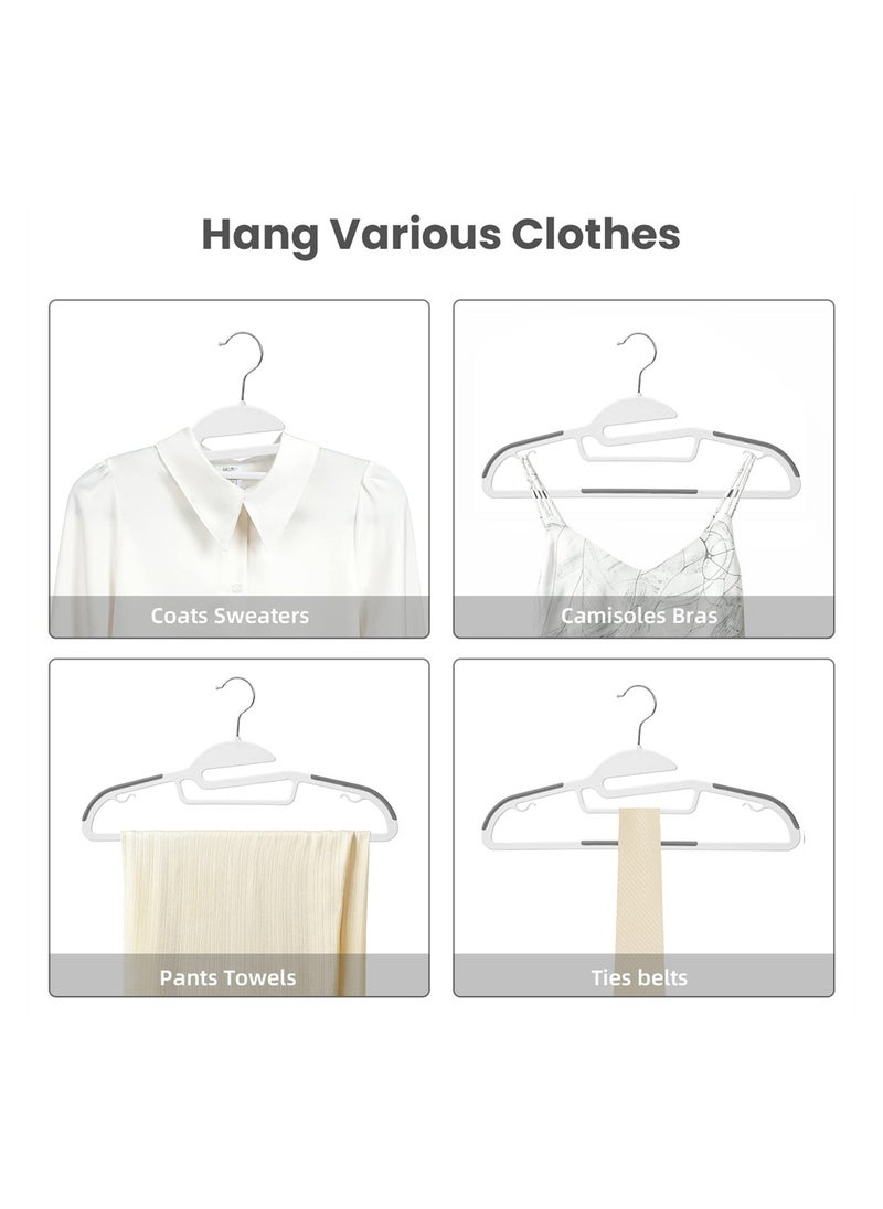 Plastic Hangers, 20 Pack Durable Heavy Duty Hangers with Non-Slip Design, 360° Swivel Hook Space Saving Organizer, Multi-Functional Dry and Wet Dual-Use Clothes Hanger Shirts, Pants, Gray