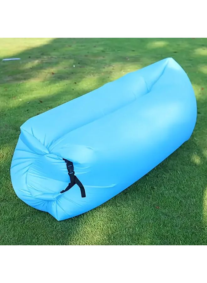Heavy Duty Inflatable Recliner Sofa Bed Blue Portable Collapsible Single Person Air Chair With Cushion Quick Setup For Indoor Use Camping Beach Backyard Lazy Couch Bed Sofa - Image 4