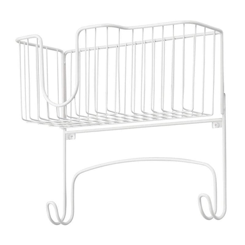 INDIAN DECOR 28938 Wall Mounted Ironing Board Holder Steel Ironing Board Rack For Easy Organisation Includes Basket For Iron Storage White - Image 5