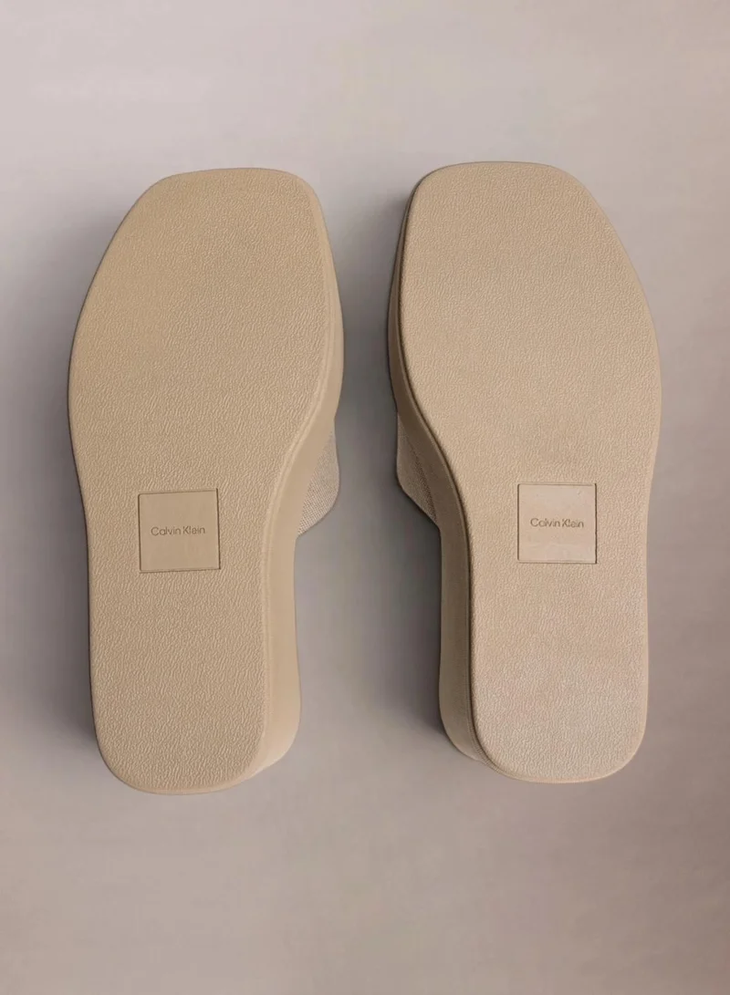 Calvin Klein Desert Taupe Melia - Canvas Platform Wedge Sandals for Women | Best Price UAE