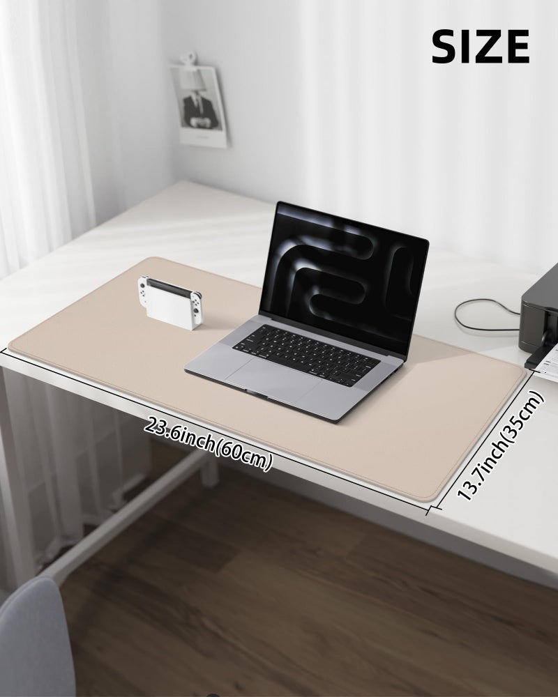 AFIING Leather Desk Pad Protector, Mouse Pad, Office Desk Mat, Non-Slip PU Leather Desk Blotter, Laptop Desk Pad, Waterproof Desk Writing Pad for Office and Home (Beige, 31.5" x 15.7") - Image 5