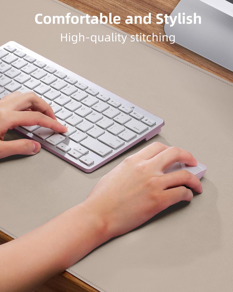 AFIING Leather Desk Pad Protector, Mouse Pad, Office Desk Mat, Non-Slip PU Leather Desk Blotter, Laptop Desk Pad, Waterproof Desk Writing Pad for Office and Home (Beige, 31.5" x 15.7") - Image 3