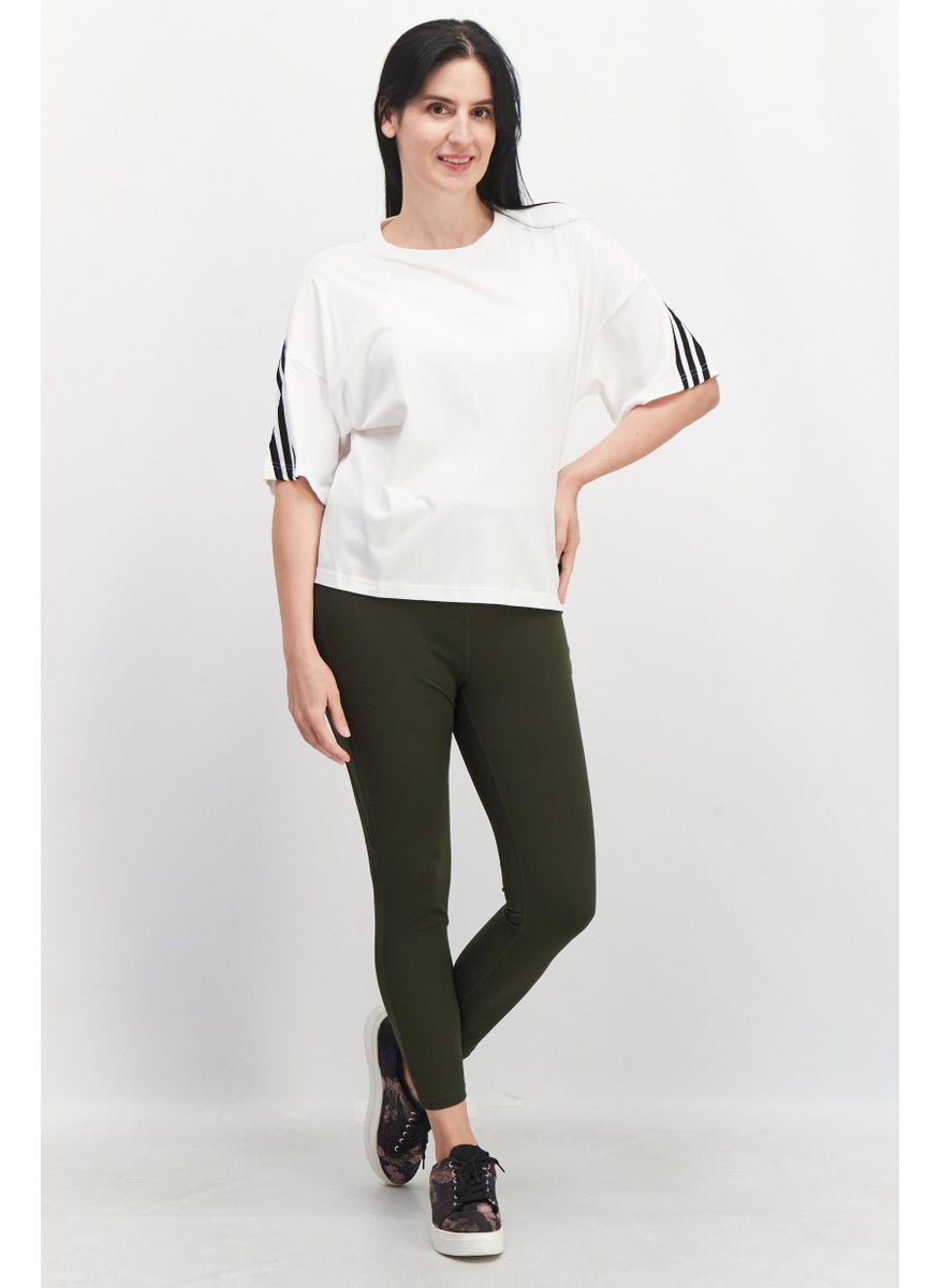 Adidas - Women Sportswear Fit Crew Neck Short Sleeve Brand Logo T-Shirt, White - Image 1