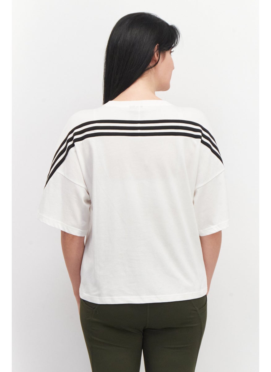 Adidas - Women Sportswear Fit Crew Neck Short Sleeve Brand Logo T-Shirt, White - Image 1