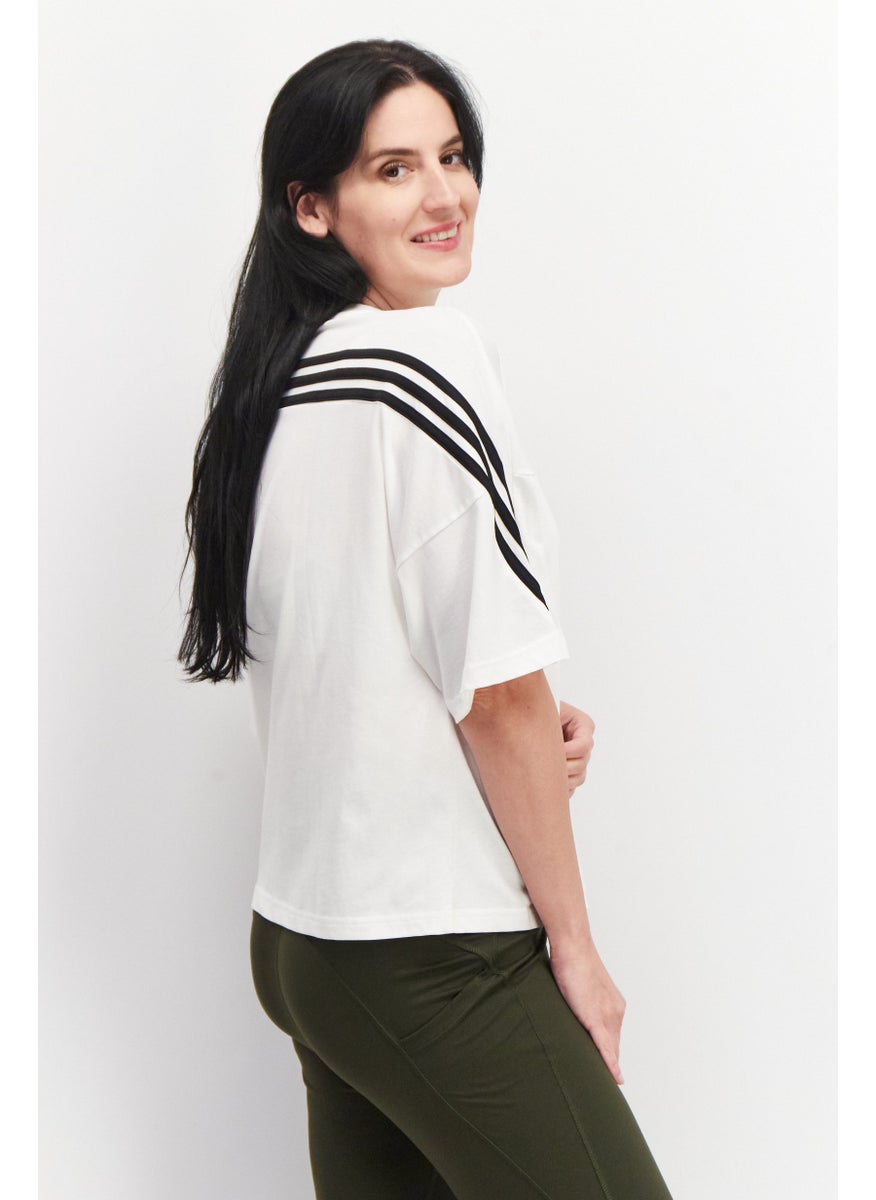 Adidas - Women Sportswear Fit Crew Neck Short Sleeve Brand Logo T-Shirt, White - Image 1