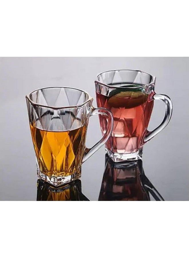 VILON Italian Premium Glass Tea Cup Set | Coffee Mugs with Handle Transparent Drinking Cup for Milk, Cappuccino, Hot Chocolate & Cold Beverages | 175ml | Set of 6 (CHEX Teacup 175ML 6) - Image 3