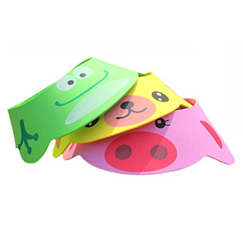 Ufurty 3PCS Baby Shower Bathing Cap Cartoon Frog Pig Bear Shampoo Hat Protection Bathing Visor Cap with Four Gear Adjustments By Rely2016 - Image 1