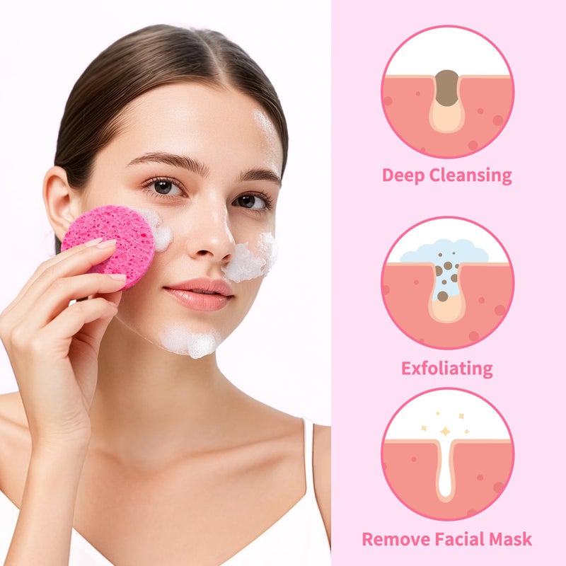 derloyo 100-Count Compressed Facial Sponges, Natural Cellulose Face Sponges for Cleansing, Exfoliating, Washing face, Makeup Removal, and Spa Use - Travel Skincare Essentials for women - Image 5