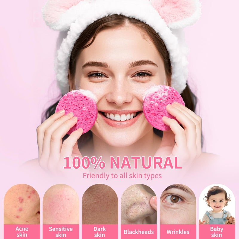 derloyo 100-Count Compressed Facial Sponges, Natural Cellulose Face Sponges for Cleansing, Exfoliating, Washing face, Makeup Removal, and Spa Use - Travel Skincare Essentials for women - Image 3
