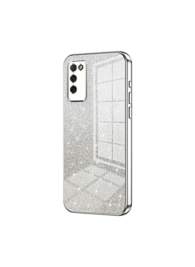 HuHa Case Cover For Honor 30 Youth Gradient Glitter Powder Electroplated Phone Case Silver 