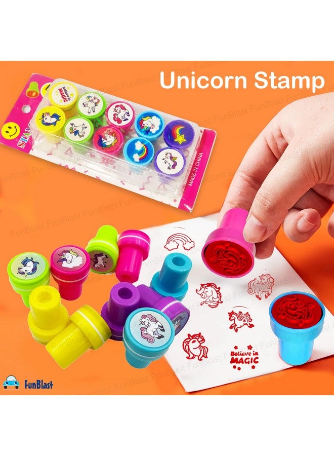فنبلاست طوابع فن بلاست يونيكورن للأطفال - ختم قصاصات يونيكورن، ألعاب تعليمية، لوازم مدرسية فنية وحرفية، مجموعة تلوين وختم للأطفال من سن 3 سنوات فما فوق، بنات وأولاد (عبوة من 10 قطع) - Image 4